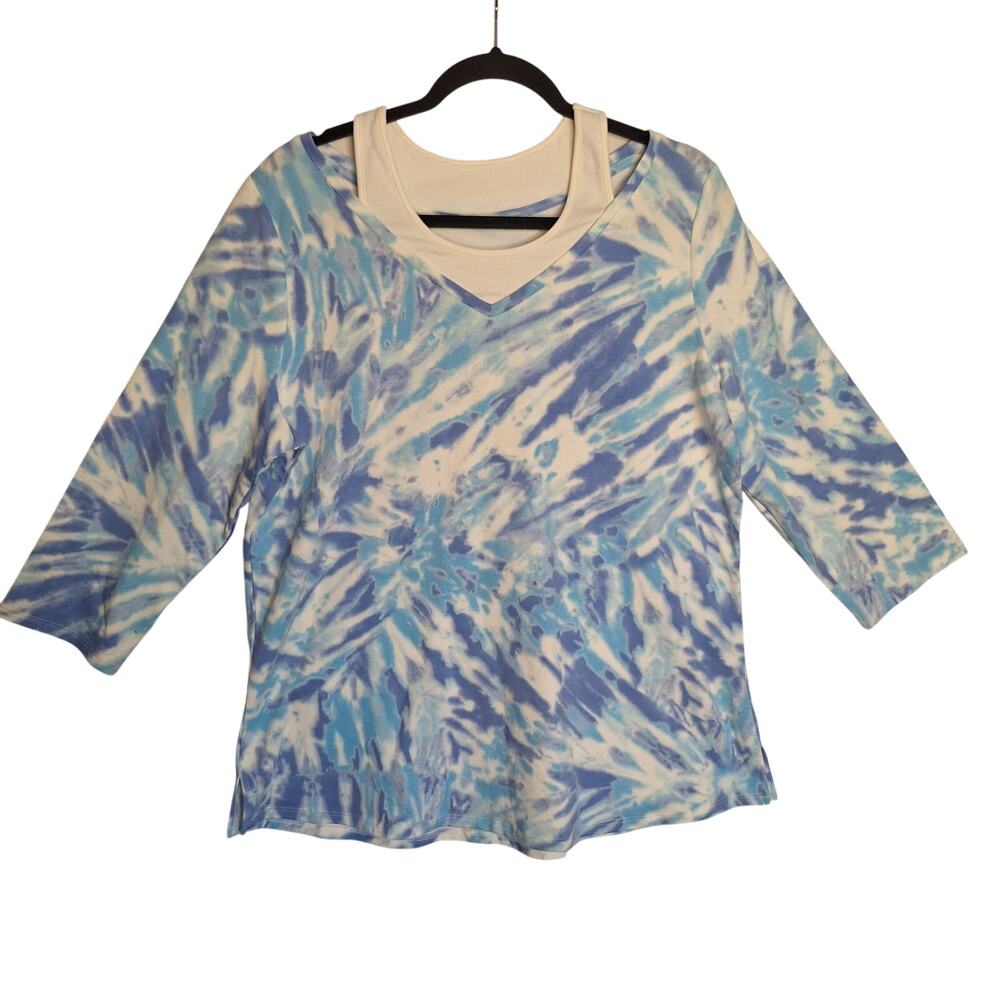 Belle Sweatshirt Tie-Dye Blue Beachy Athleisure Boho Chic Cotton blend Japandi